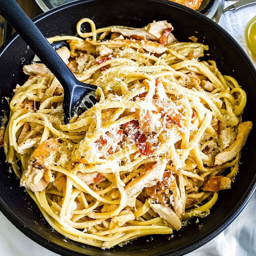 Recipe preparation for Chicken Carbonara