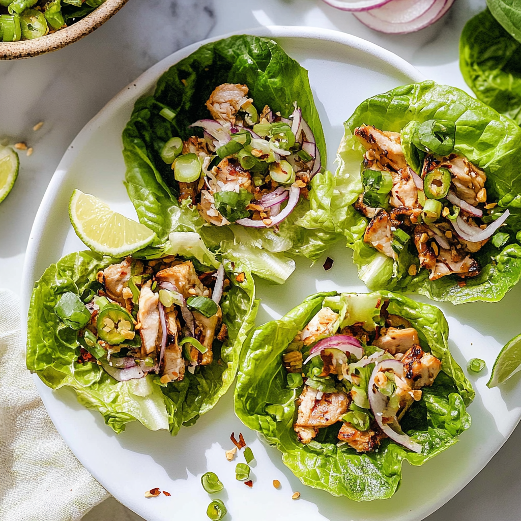 Recipe preparation for Coconut Lime Chicken Lettuce Wraps