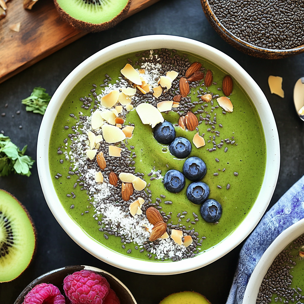 Recipe preparation for Spring Green Smoothie Bowl