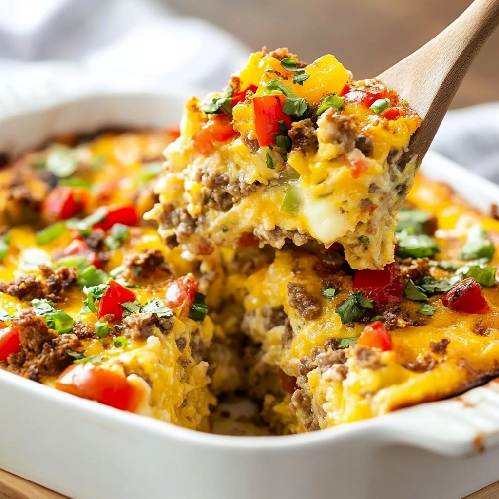 Recipe preparation for Breakfast Casserole with Hash Browns