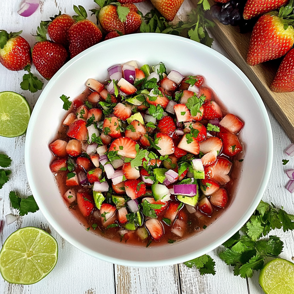 Recipe preparation for Strawberry Pico De Gallo