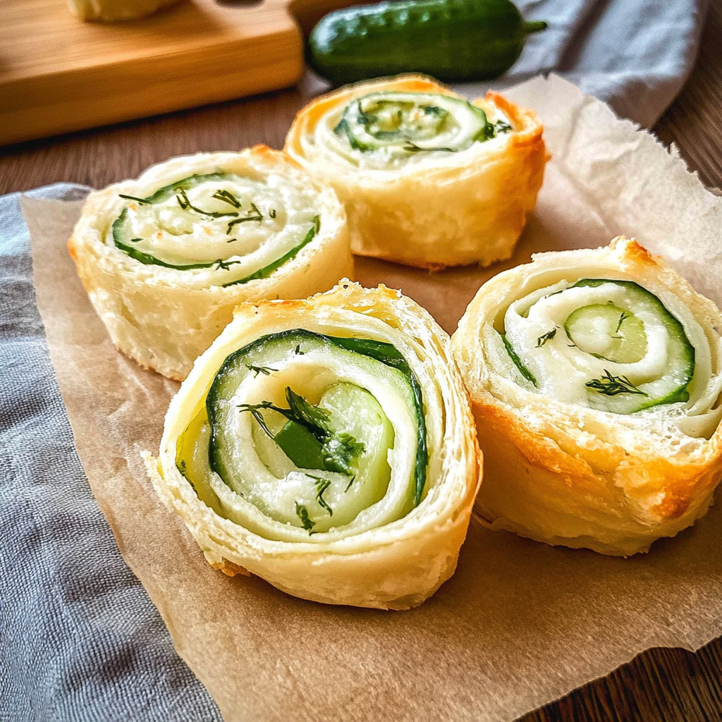 Recipe preparation for Cucumber Dill Pinwheels