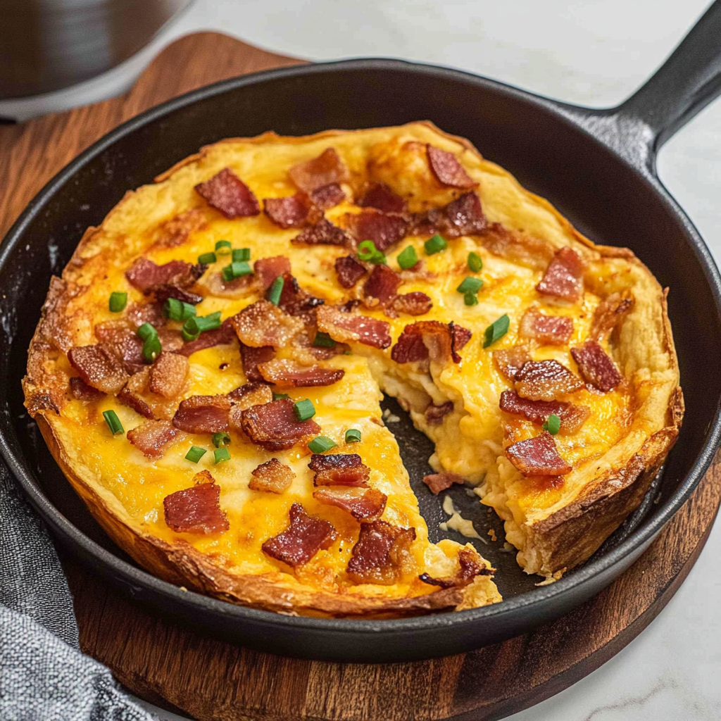 Recipe preparation for Cheddar and Bacon Dutch Baby